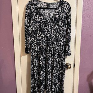 Leopard Print Black and Gray Mid Length Dress